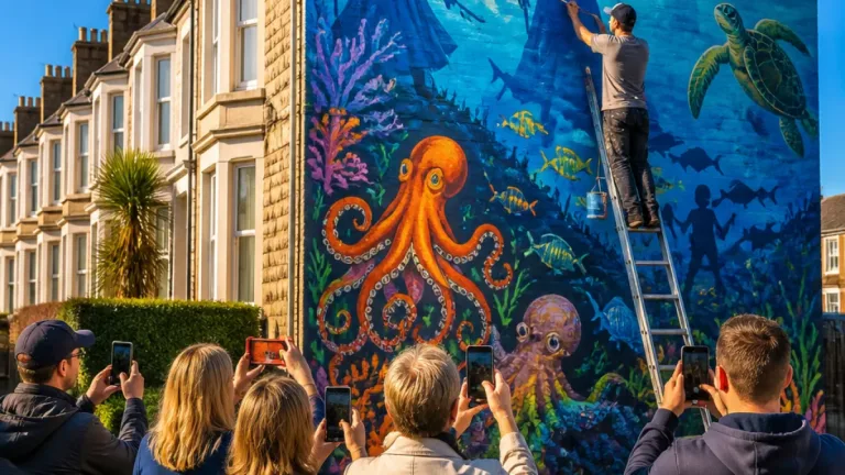 Bangor muralist seeks to 'take the orange and green out of it' to draw visitors