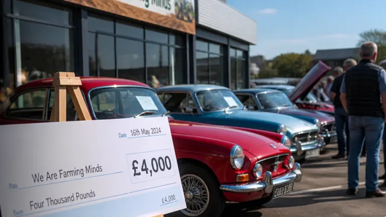 Hereford dealership raises £4,000 for farming mental health charity after classic car show