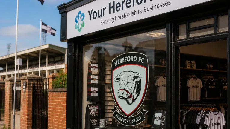 Hereford FC secures Your Herefordshire as new Club Shop sponsor as local focus grows