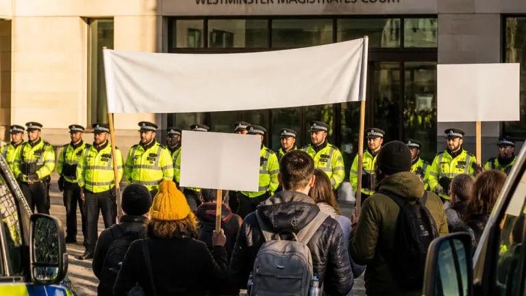 Seventy‑seven arrested outside Westminster after staged show of support for Palestine Action